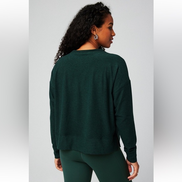 Fabletics Cloud Jersey Boxy Long-Sleeve Top | L | Everpine Heather - Picture 3 of 8